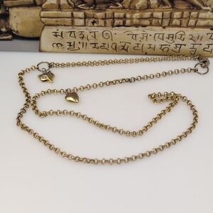 Stella & Dot Gold Link Charm Necklace With Fox And Heart Charms